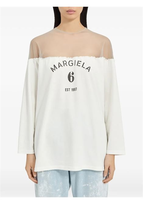 Maglia con stampa donna bianca MM6 MAISON MARGIELA | S62GD0213 M20108101